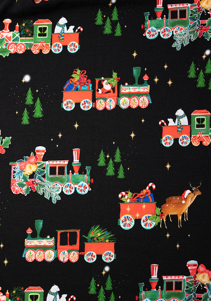 Wish Christmas Train Print Cotton Dress