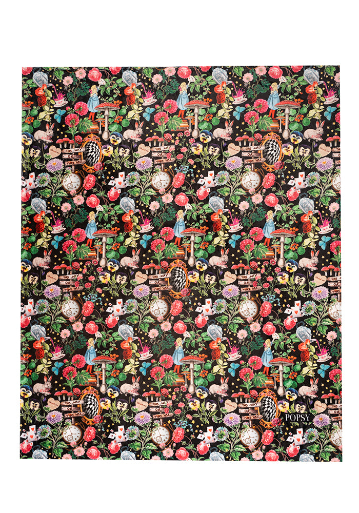 Third angle of Wonderland Print Plush Throw Blanket (Pop-Under)