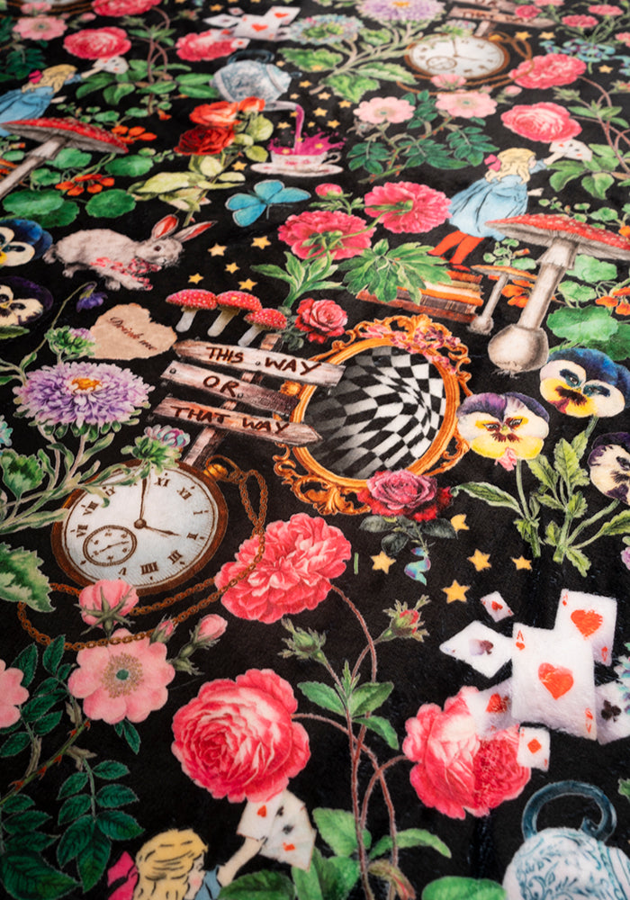 Sixth angle of Wonderland Print Plush Throw Blanket (Pop-Under)