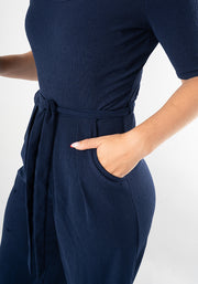 Wrenna Plain Navy Full Leg Jumpsuit