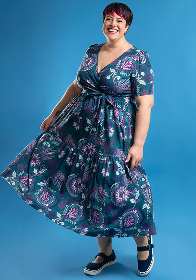 Xander Folk Paisley Print Tiered Hem Midaxi Dress