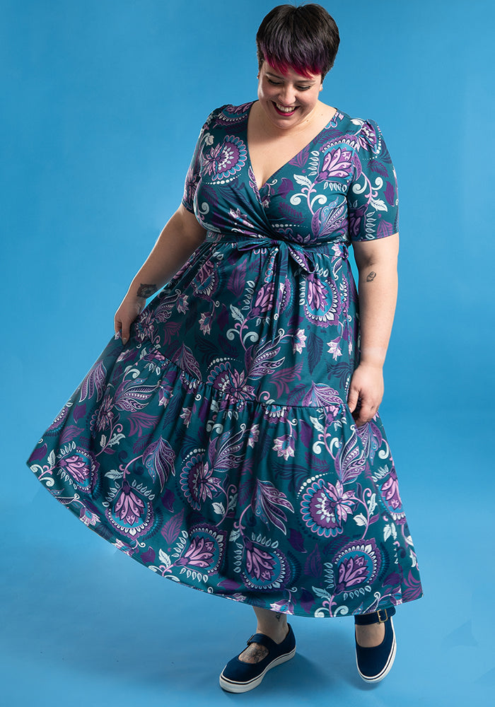 Xander Folk Paisley Print Tiered Hem Midaxi Dress