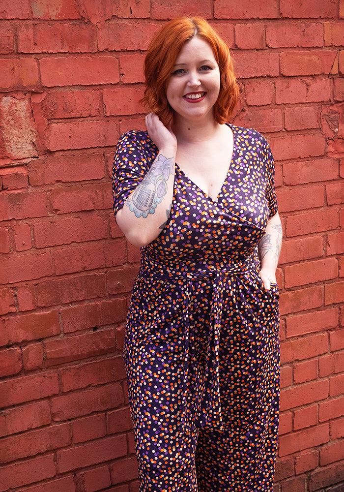 Fifth angle of Xanthea Multi Polka Dot Print Jersey Full Length Jumpsuit