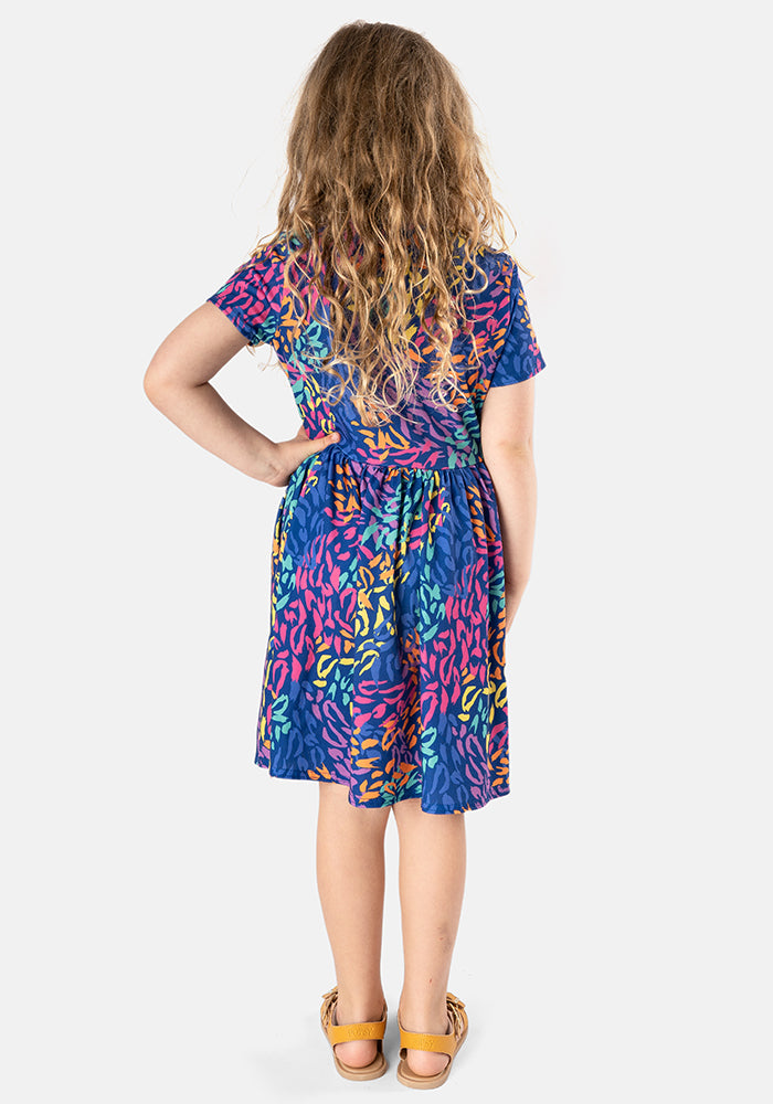 Children's Rainbow Animal Print Dress (Yara)