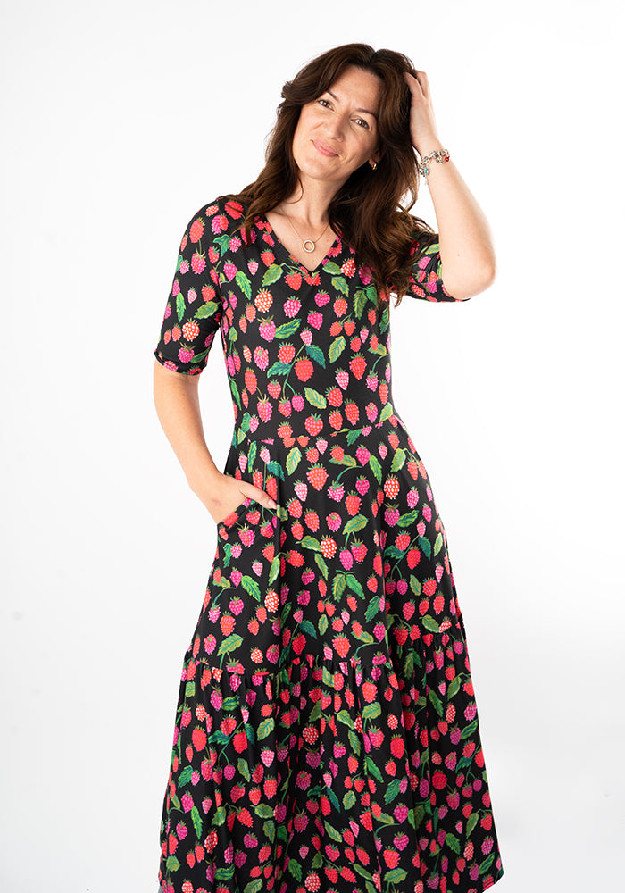 Sixth angle of Yarden Raspberries Print Jersey Midaxi Dress