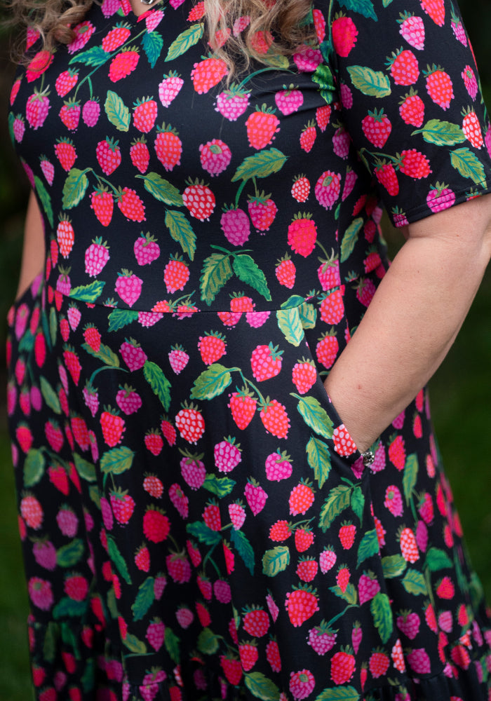 Second angle of Yarden Raspberries Print Jersey Midaxi Dress