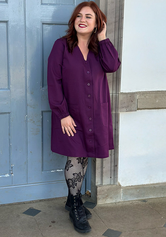 Yareli Purple Button Front Dress