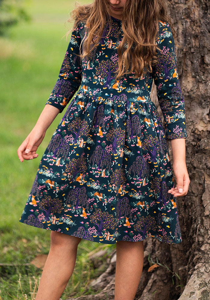 Children's Colourful Woodland Print Dress (Yasmine)