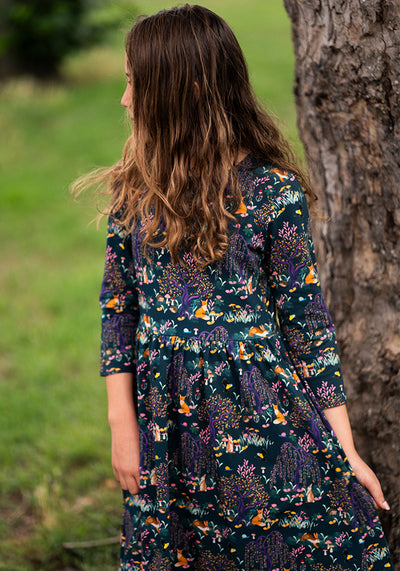 Children's Colourful Woodland Print Dress (Yasmine)