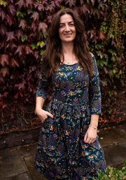 Yasmine Colourful Woodland Print Cotton Dress