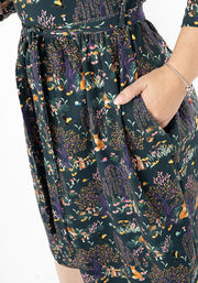 Yasmine Colourful Woodland Print Cotton Dress