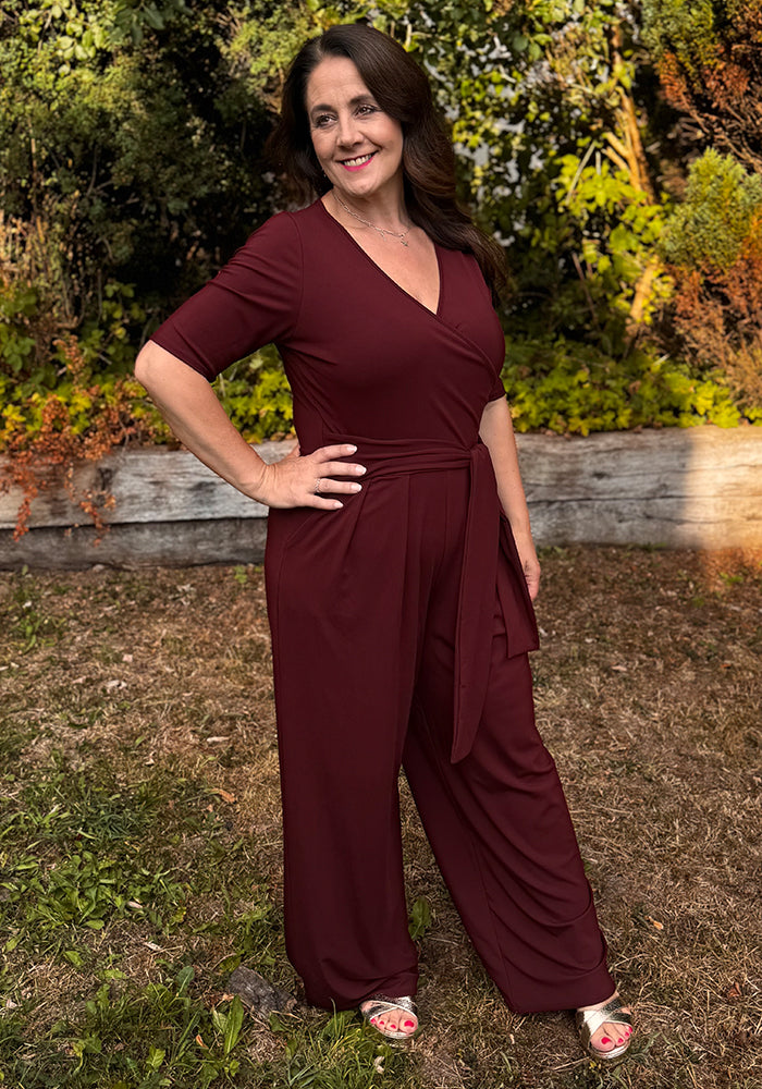 Yaz Wine Full Leg Jumpsuit
