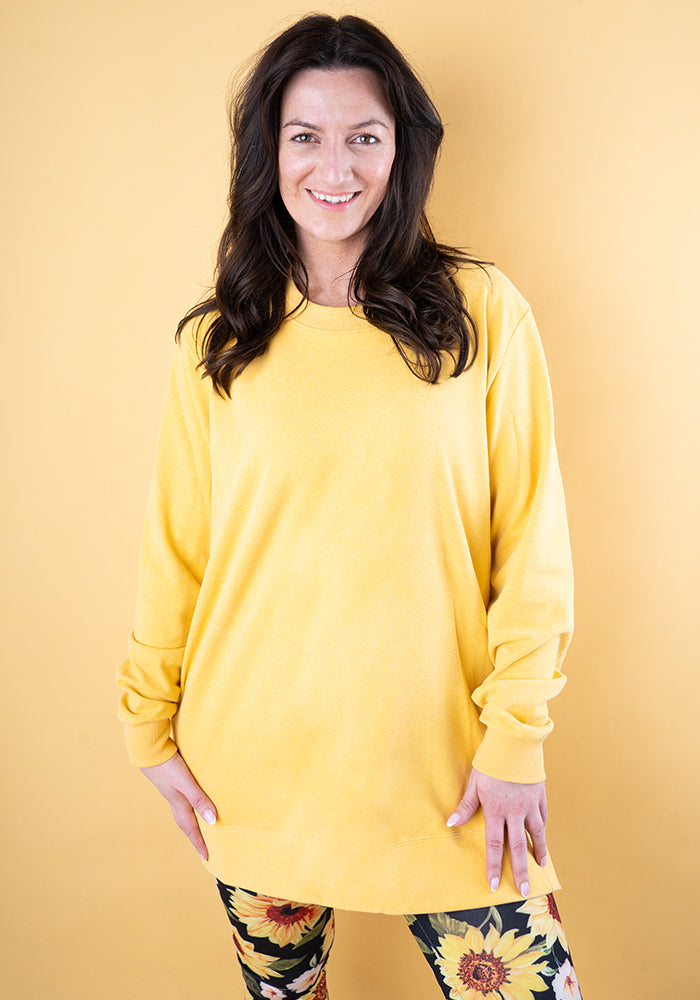 Front view of Yellow Longline Popsy Sweatshirt
