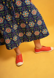 Yolanda Tile Floral Print Cotton Midi Dress