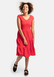 Yvonne Red Tiered Hem Dress