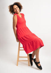 Yvonne Red Tiered Hem Dress