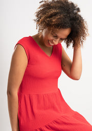 Yvonne Red Tiered Hem Dress