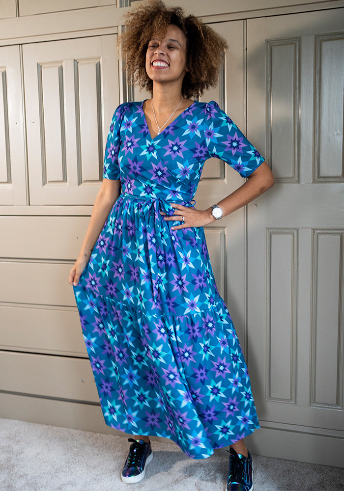Third angle of Zarah Retro Star Print Midaxi Dress