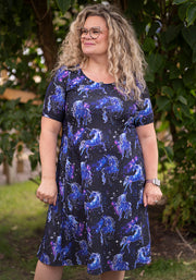 Zea Unicorn Galaxy Print Trapeze Dress