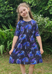 Children's Unicorn Galaxy Print Dress (Zea)