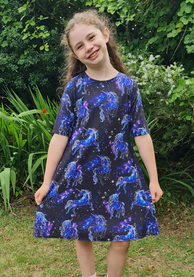 Children's Unicorn Galaxy Print Dress (Zea)
