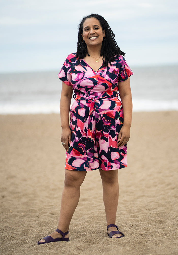 Zelena Abstract Butterfly Wing Print Cotton Playsuit