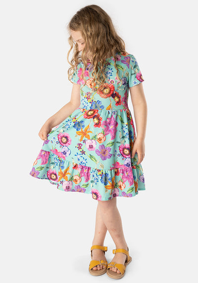 Children's Tropical Floral Print Dress (Zella)