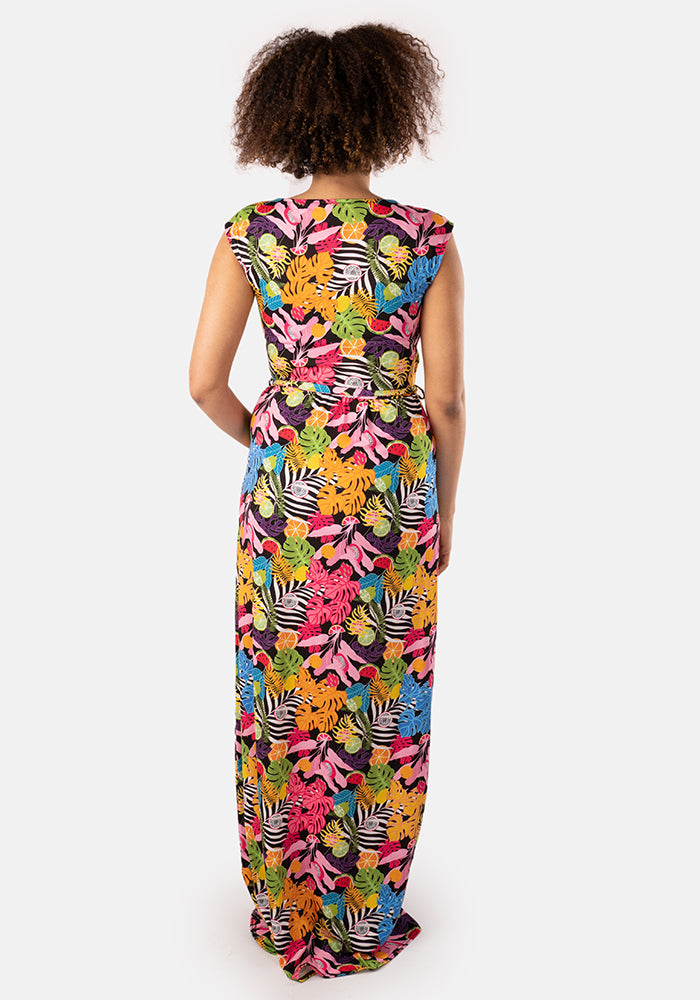 Zendaya Tropical Leaf Print Maxi Dress