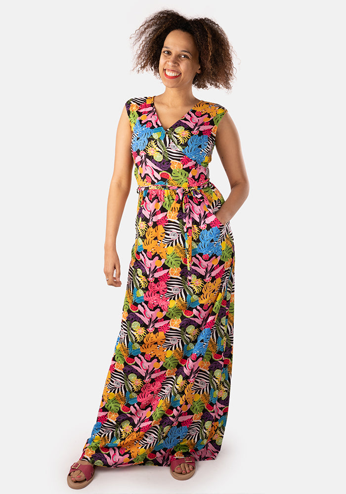 Zendaya Tropical Leaf Print Maxi Dress