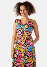 Zendaya Tropical Leaf Print Maxi Dress