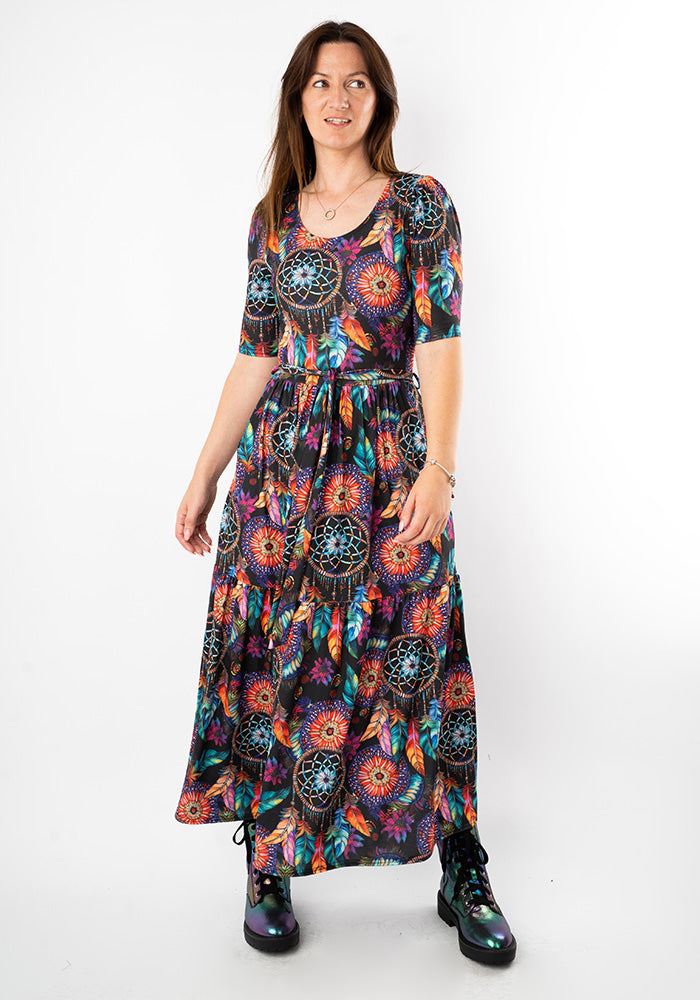 Third angle of Zephr Dream Catcher Print Midaxi Dress