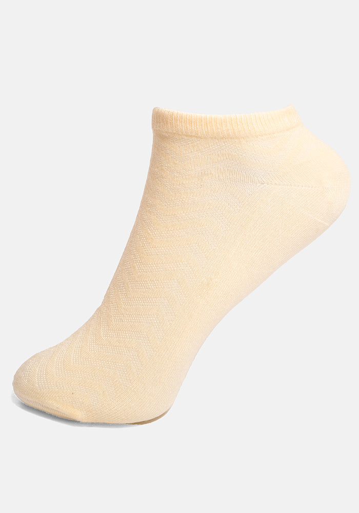 Front view of Cream Bamboo Trainer Socks