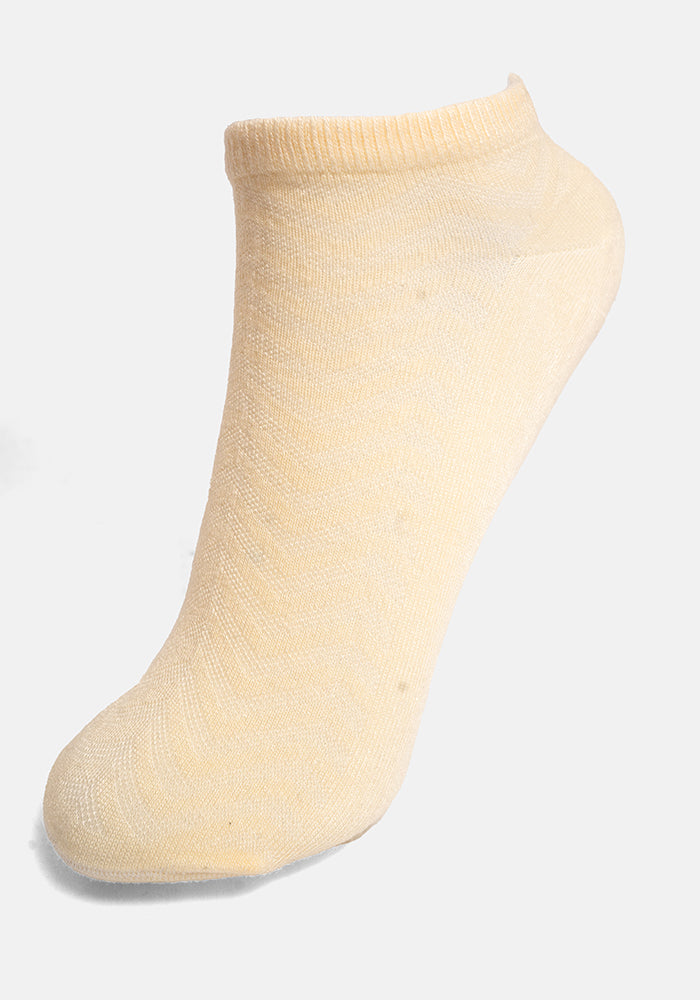 Second angle of Cream Bamboo Trainer Socks