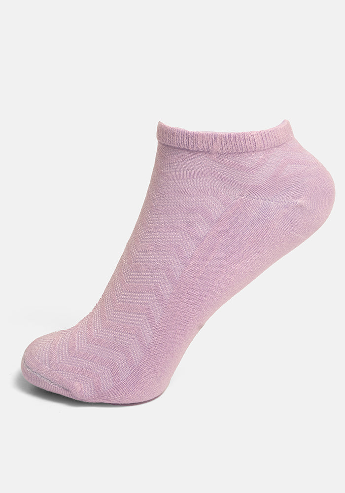 Front view of Lilac Bamboo Trainer Socks