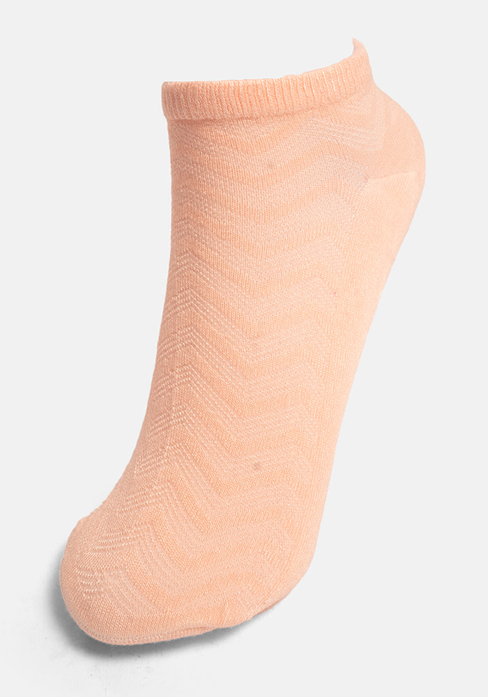 Second angle of Peach Bamboo Trainer Socks
