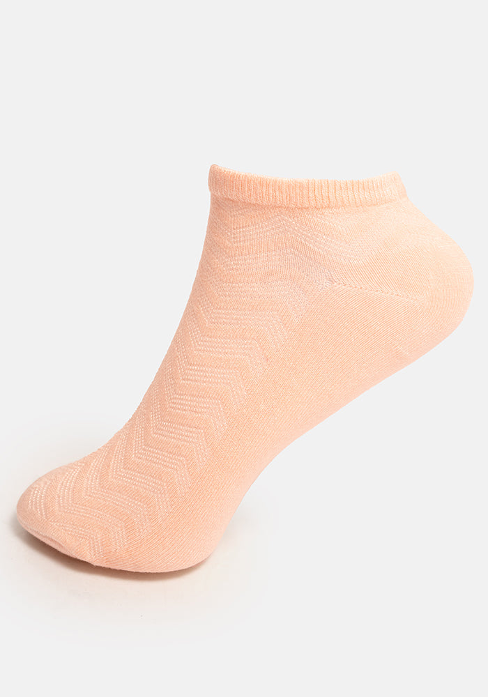 Front view of Peach Bamboo Trainer Socks