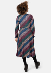 Zita Diagonal Leopard Print Midi Dress