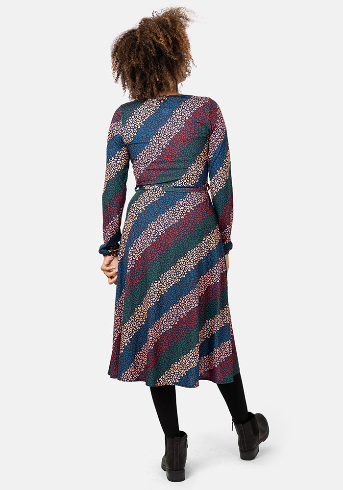 Zita Diagonal Leopard Print Midi Dress