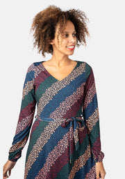 Zita Diagonal Leopard Print Midi Dress