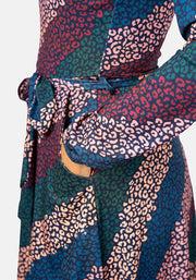 Zita Diagonal Leopard Print Midi Dress