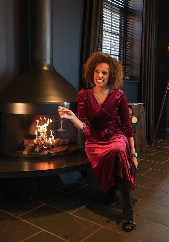 Ziya Wine Sparkle Midi Dress