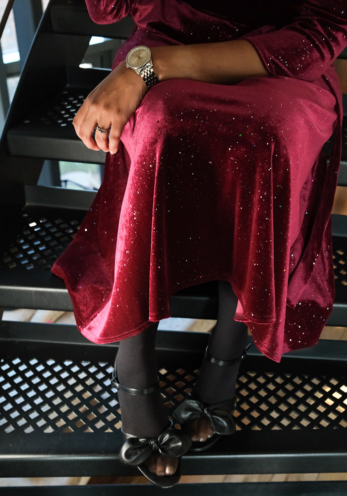 Ziya Wine Sparkle Midi Dress