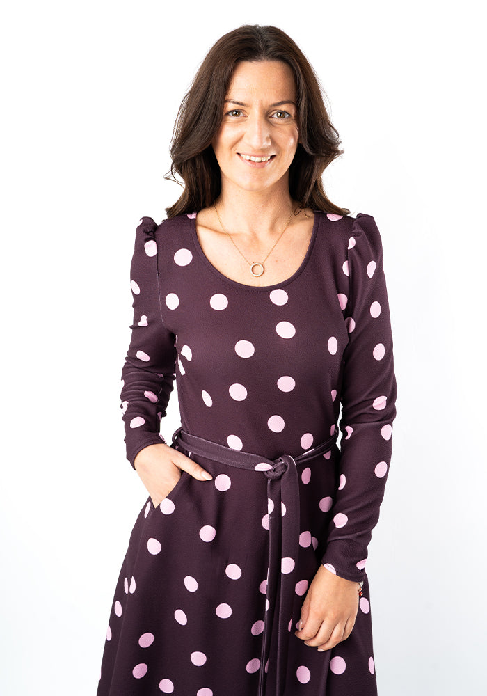 Sixth angle of Zoela Polka Dot Print Midi Dress
