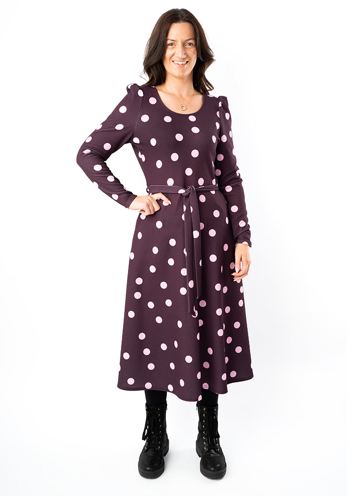 Third angle of Zoela Polka Dot Print Midi Dress