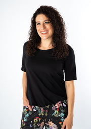 Zola Solid Black Cotton Bubble Hem Top