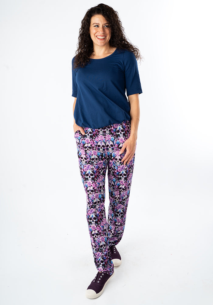 Second angle of Zola Solid Navy Cotton Bubble Hem Top