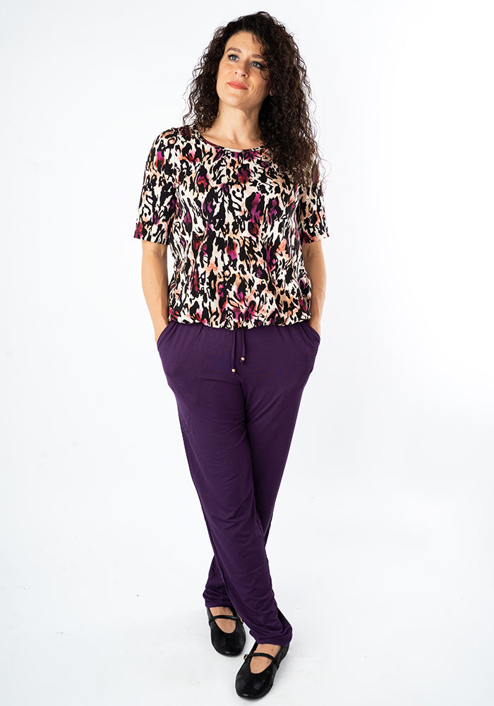 Zola Watercolour Animal Print Cotton Bubble Hem Top