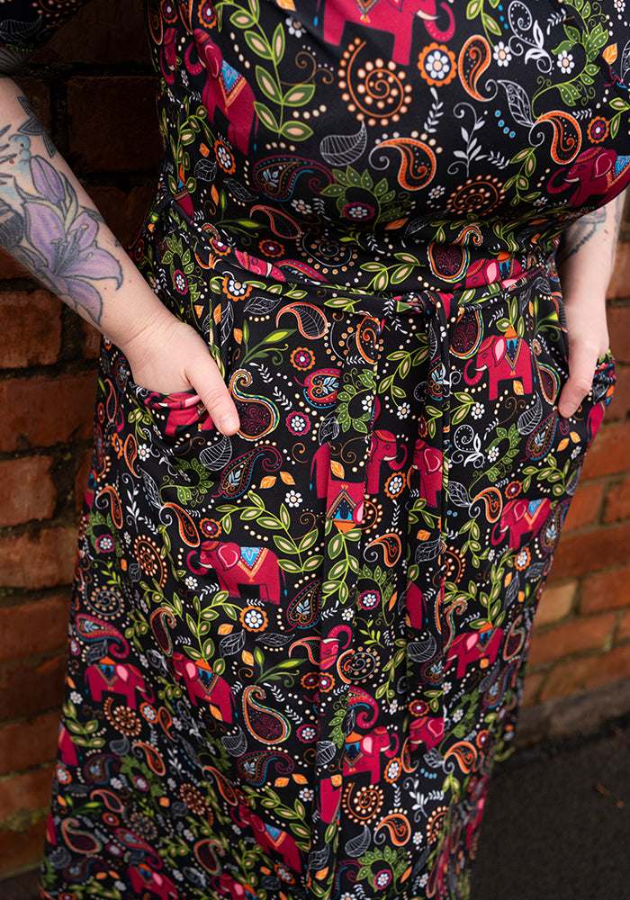 Ninth angle of Zuri Elephant Paisley Print Midi Dress