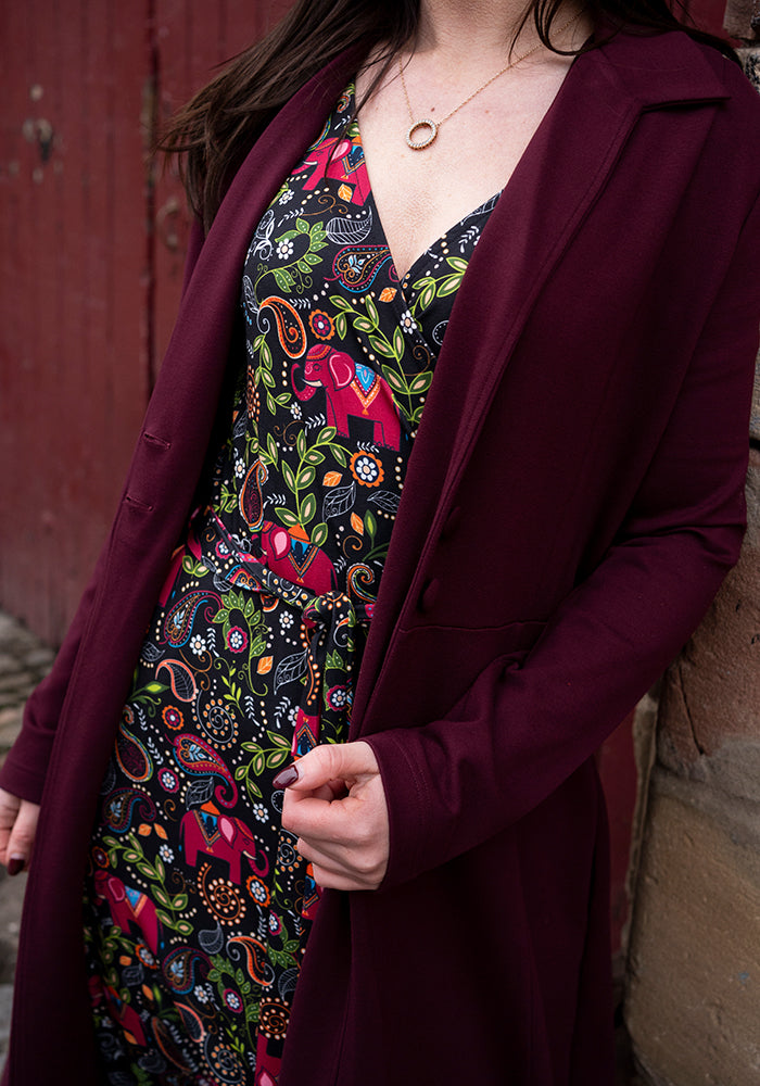 Fifth angle of Zuri Elephant Paisley Print Midi Dress