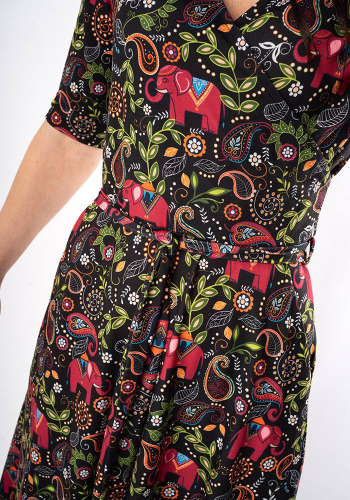 Fourth angle of Zuri Elephant Paisley Print Midi Dress